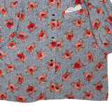 DELMOD Womens Printed Blouse Blue Collared Floral XL