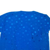 PAUL KAMARAS Womens Kimono Top Blue V-Neck Polka Dot S