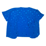 PAUL KAMARAS Womens Kimono Top Blue V-Neck Polka Dot S