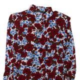 ZARA Womens Printed Shirt Maroon Collared Long Sleeve Viscose Floral XS