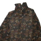 ZARA Sheer Womens Printed Blouse Green High Neck Long Sleeve Floral S