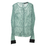 ZARA Sheer Womens Blouse Green Long Sleeve S