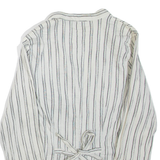 ZARA Womens Printed Blouse White V-Neck 3/4 Sleeve Striped M