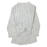 ZARA Womens Printed Blouse White V-Neck 3/4 Sleeve Striped M