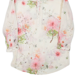 ZARA Sheer Womens Printed Shirt Beige Collared Long Sleeve Floral S