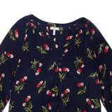 JOIE Womens Printed Blouse Blue Long Sleeve Silk Floral XXS