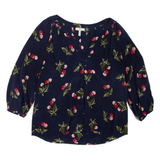 JOIE Womens Printed Blouse Blue Long Sleeve Silk Floral XXS