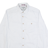 TED BAKER Mens Shirt White Spotted Long Sleeve M