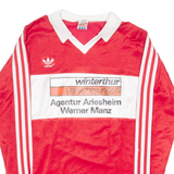 ADIDAS ORIGINALS Mens Football Shirt Jersey Red Long Sleeve Collared M