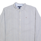 TOMMY HILFIGER Mens Shirt White Striped Long Sleeve XL