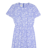 LESLIE FAY Womens Fit & Flare Dress Blue 90s Crazy Pattern Midi M