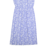 LESLIE FAY Womens Fit & Flare Dress Blue 90s Crazy Pattern Midi M