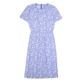 LESLIE FAY Womens Fit & Flare Dress Blue 90s Crazy Pattern Midi M