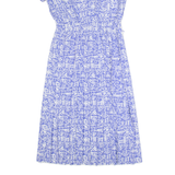 LESLIE FAY Womens Fit & Flare Dress Blue 90s Crazy Pattern Midi M