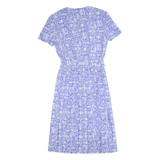 LESLIE FAY Womens Fit & Flare Dress Blue 90s Crazy Pattern Midi M