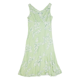 TWO PALMS Womens Day Dress Green 90s Floral Sleeveless Long L
