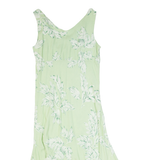 TWO PALMS Womens Day Dress Green 90s Floral Sleeveless Long L