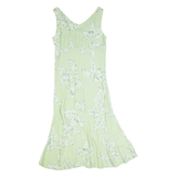 TWO PALMS Womens Day Dress Green 90s Floral Sleeveless Long L