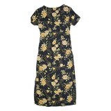 STUDIO EASE Womens Pencil Dress Black Floral Short Sleeve Long S