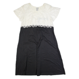 FASHION BUG Womens A-Line Dress Black 90s Short Sleeve Long XL