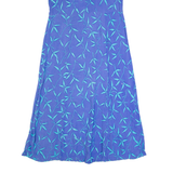 Womens Maxi Dress Blue 90s Crazy Pattern Short Sleeve Long M