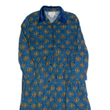 KARIN STEVENS Womens Tea Dress Blue 90s Crazy Pattern Long Sleeve Long M