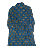 KARIN STEVENS Womens Tea Dress Blue 90s Crazy Pattern Long Sleeve Long M