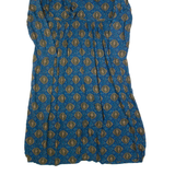 KARIN STEVENS Womens Tea Dress Blue 90s Crazy Pattern Long Sleeve Long M
