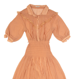 MING YING Womens A-Line Dress Orange Short Sleeve Midi XS