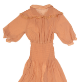 MING YING Womens A-Line Dress Orange Short Sleeve Midi XS