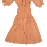 MING YING Womens A-Line Dress Orange Short Sleeve Midi XS