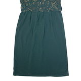 MISS DORBY Womens Day Dress Green 90s Short Sleeve Long L