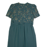 MISS DORBY Womens Day Dress Green 90s Short Sleeve Long L