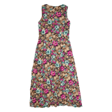 ROBBIE BEE Womens Tea Dress Blue 90s Floral Sleeveless Long S