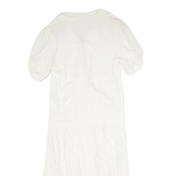 STYLEWORKS Womens A-Line Dress White 90s Short Sleeve Long L