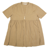 ZARA Womens Day Dress Beige Short Sleeve Knee Length S