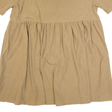 ZARA Womens Day Dress Beige Short Sleeve Knee Length S