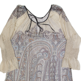 ZARA WOMAN Womens Shift Dress Grey Paisley Long Sleeve Short M
