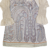ZARA WOMAN Womens Shift Dress Grey Paisley Long Sleeve Short M