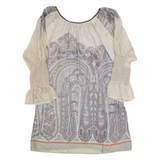 ZARA WOMAN Womens Shift Dress Grey Paisley Long Sleeve Short M
