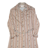 MYRIAM Womens Day Dress Brown 90s Striped Long Sleeve Long L