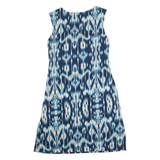 EAST Womens Bodycon Dress Blue Crazy Pattern Sleeveless Knee Length UK 10