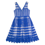 PHASE EIGHT Womens A-Line Dress Blue Lace Sleeveless Midi UK 12