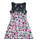 HOBBS LONDON Womens A-Line Dress Blue Floral Sleeveless Midi UK 10