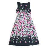 HOBBS LONDON Womens A-Line Dress Blue Floral Sleeveless Midi UK 10