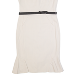 KAREN MILLEN Womens Mermaid Dress Cream Short Sleeve Midi UK 14