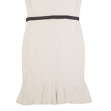 KAREN MILLEN Womens Mermaid Dress Cream Short Sleeve Midi UK 14