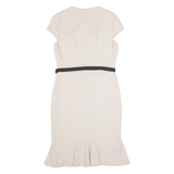 KAREN MILLEN Womens Mermaid Dress Cream Short Sleeve Midi UK 14