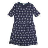 BODEN Womens Fit & Flare Dress Blue Spotted Short Sleeve Knee Length UK 12