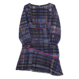 MINT VELVET Womens Day Dress Black Check Long Sleeve Knee Length UK 10